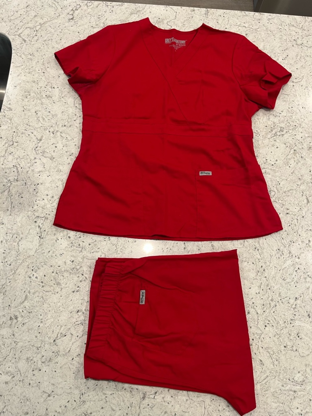 Grey's Anatomy Women's Red Scrub Top and Pants Set